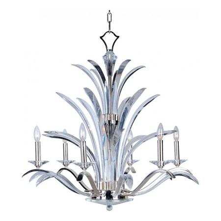 Maxim Six Light Plated Silver Beveled Crystal Glass Up Chandelier 39945BCPS